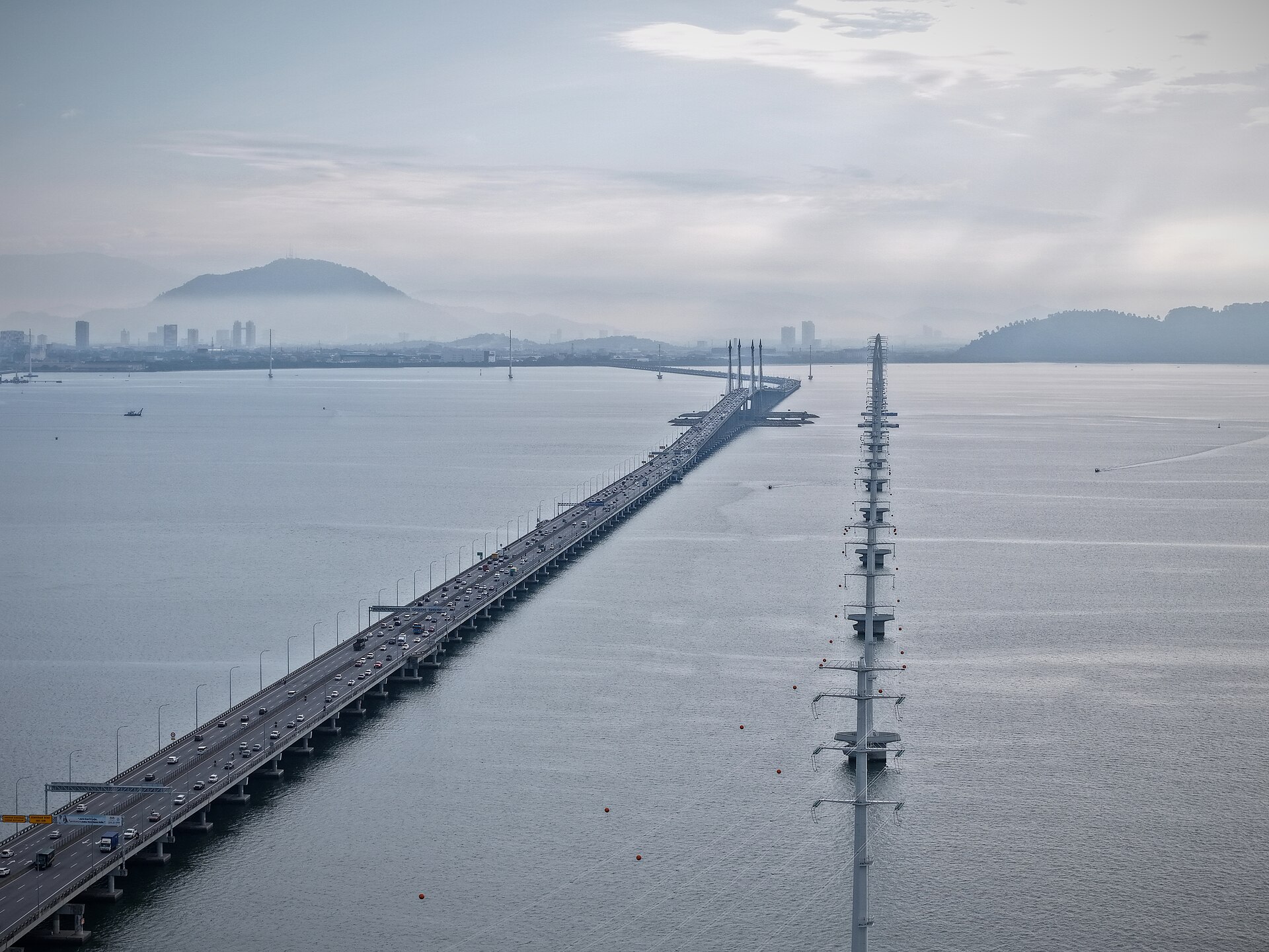 Penang Bridge and island arrival for Singapore to Penang private car route